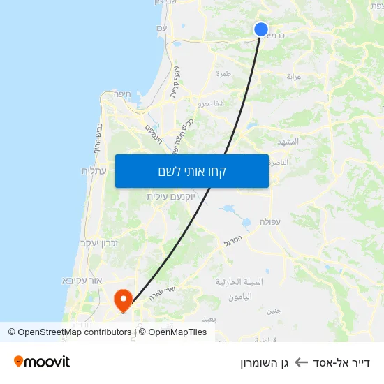 מפת דייר אל-אסד לגן השומרון