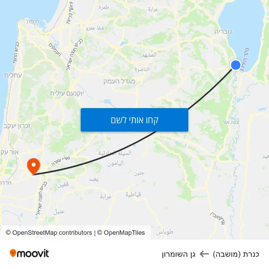 מפת כנרת (מושבה) לגן השומרון