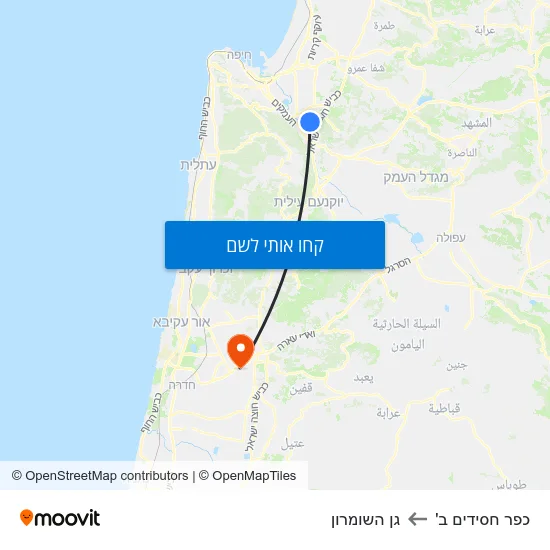 מפת כפר חסידים ב' לגן השומרון