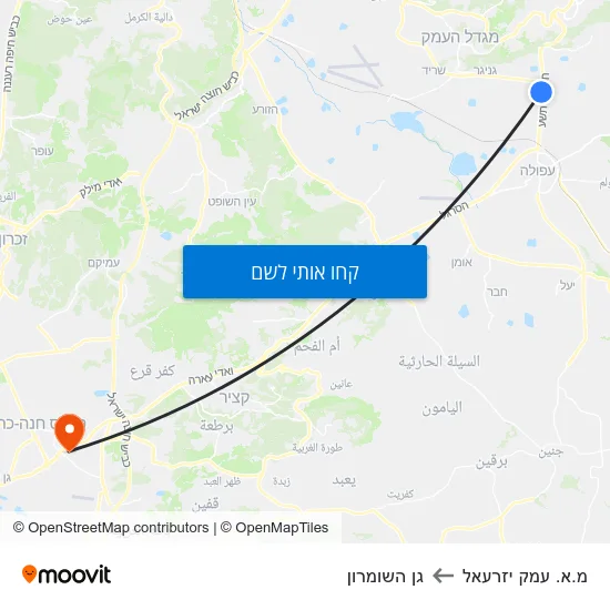 מפת מ.א. עמק יזרעאל לגן השומרון