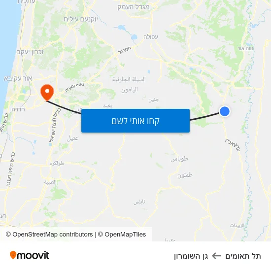 מפת תל תאומים לגן השומרון