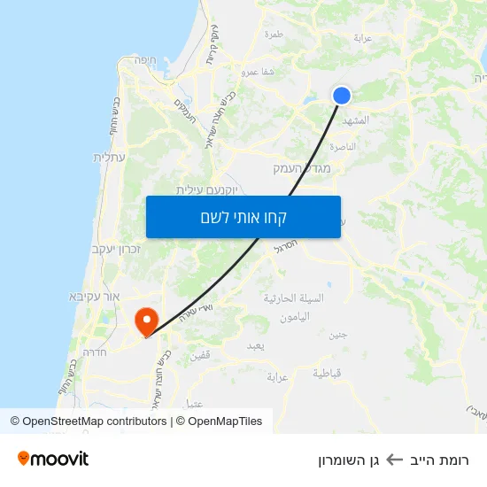 מפת רומת הייב לגן השומרון