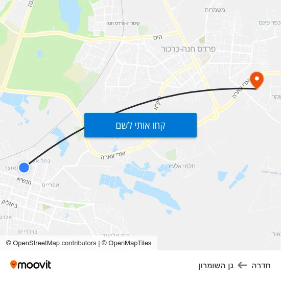 מפת חדרה לגן השומרון