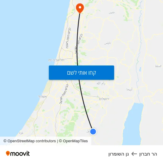 מפת הר חברון לגן השומרון