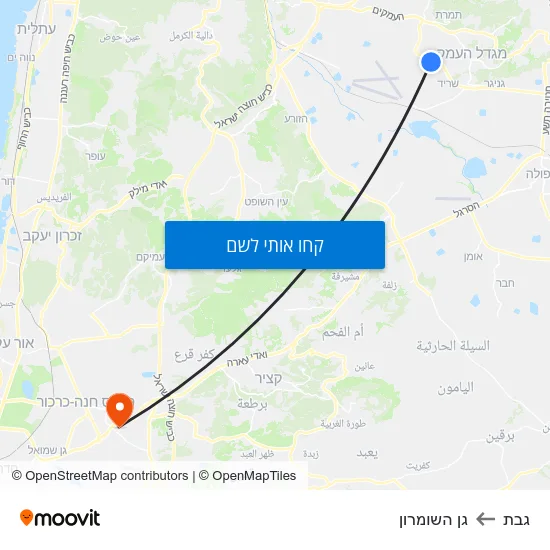 מפת גבת לגן השומרון
