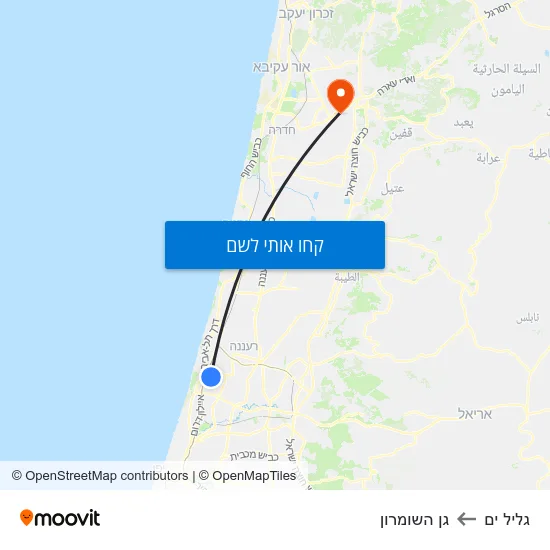 מפת גליל ים לגן השומרון