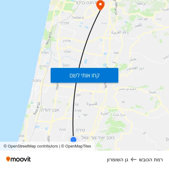 מפת רמת הכובש לגן השומרון