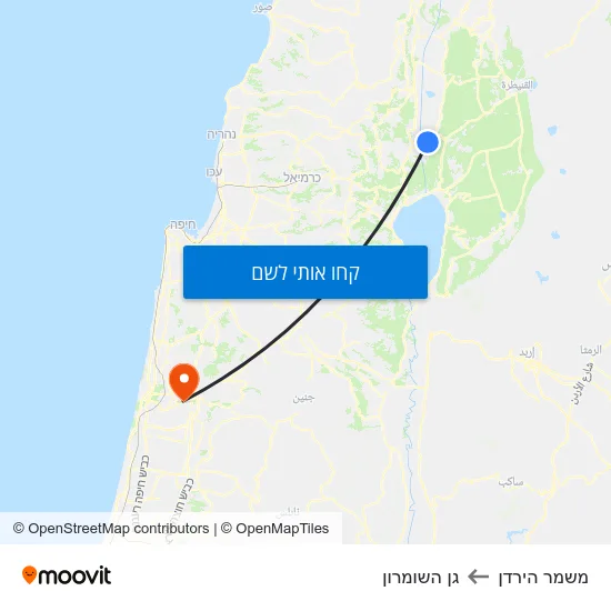 מפת משמר הירדן לגן השומרון