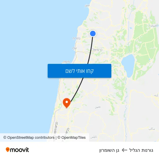 מפת גורנות הגליל לגן השומרון