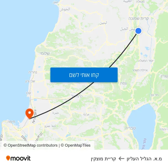 מפת מ.א. הגליל העליון לקריית מוצקין