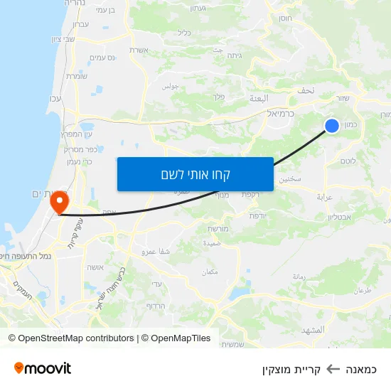 מפת כמאנה לקריית מוצקין