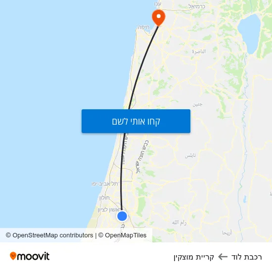 מפת רכבת לוד לקריית מוצקין