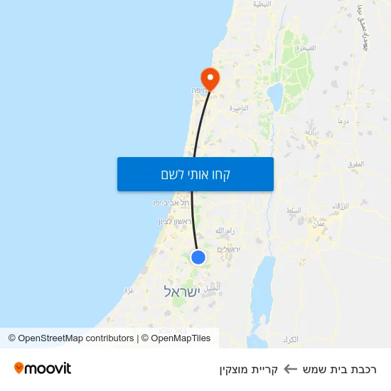 מפת רכבת בית שמש לקריית מוצקין