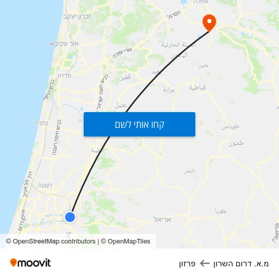 מפת מ.א. דרום השרון לפרזון