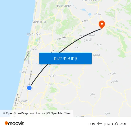 מפת מ.א. לב השרון לפרזון