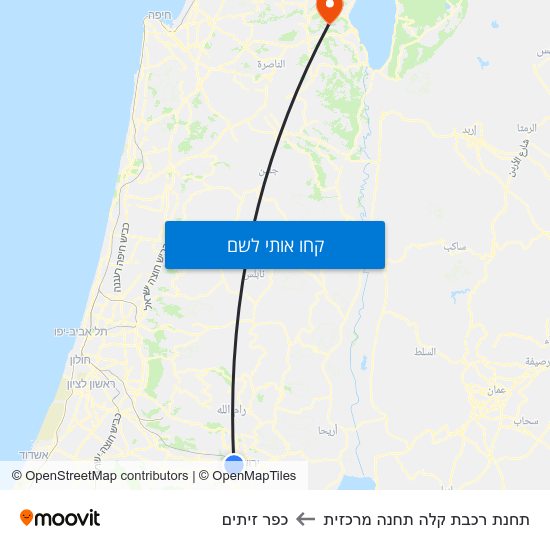 מפת תחנת רכבת קלה תחנה מרכזית לכפר זיתים