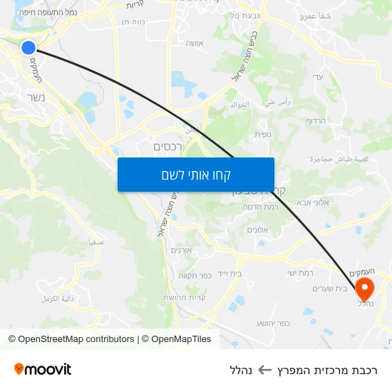 מפת רכבת מרכזית המפרץ לנהלל