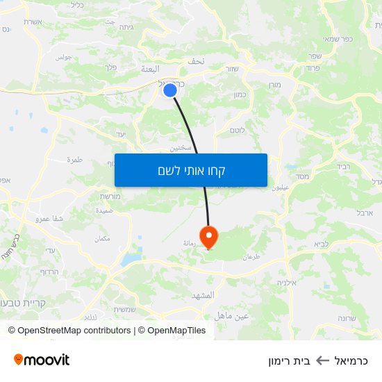 מפת כרמיאל לבית רימון