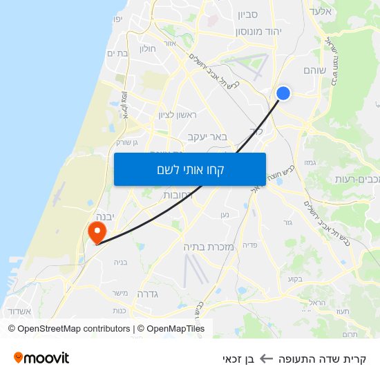 מפת קרית שדה התעופה לבן זכאי