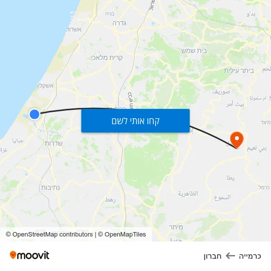 מפת כרמייה לחברון