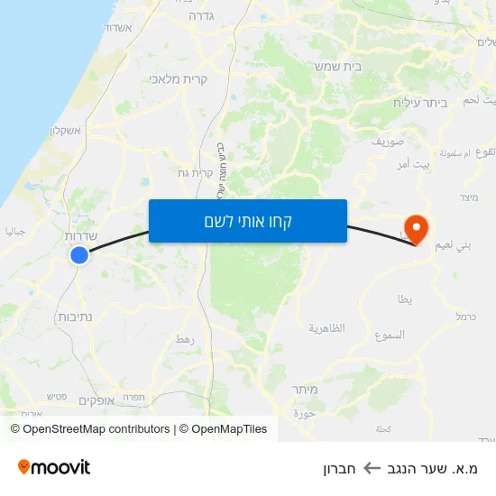 מפת מ.א. שער הנגב לחברון