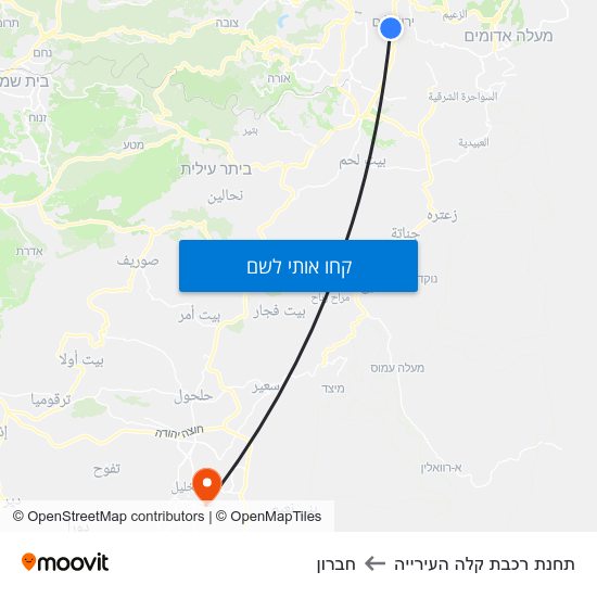 מפת תחנת רכבת קלה העירייה לחברון