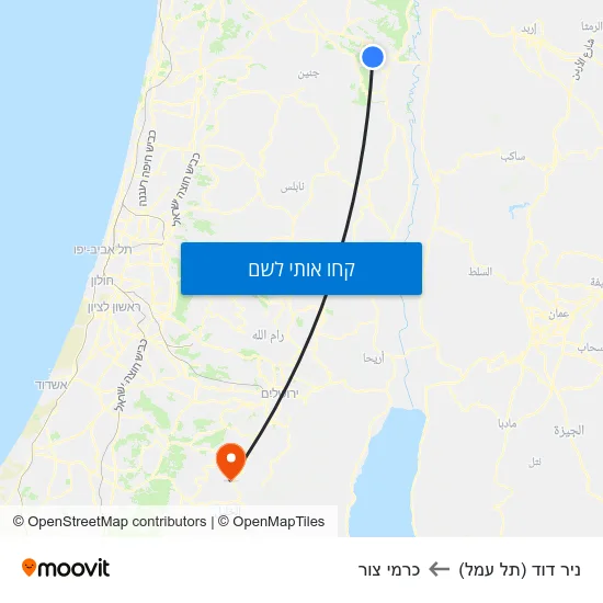 מפת ניר דוד (תל עמל) לכרמי צור