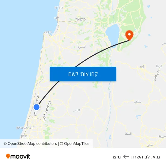 מפת מ.א. לב השרון למיצר