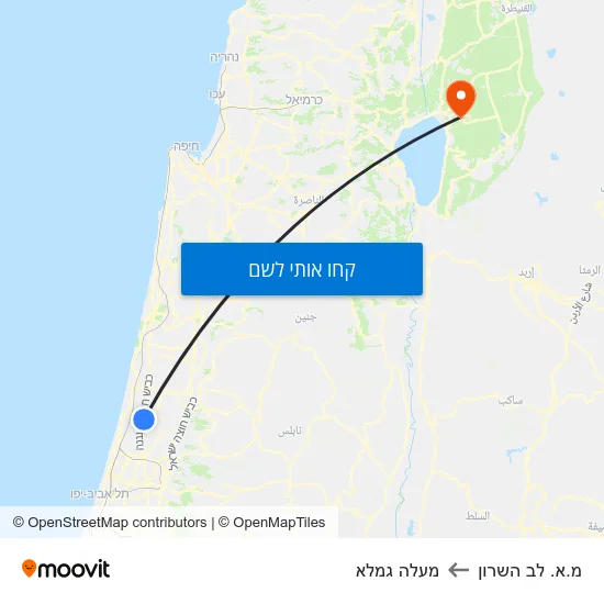 מפת מ.א. לב השרון למעלה גמלא