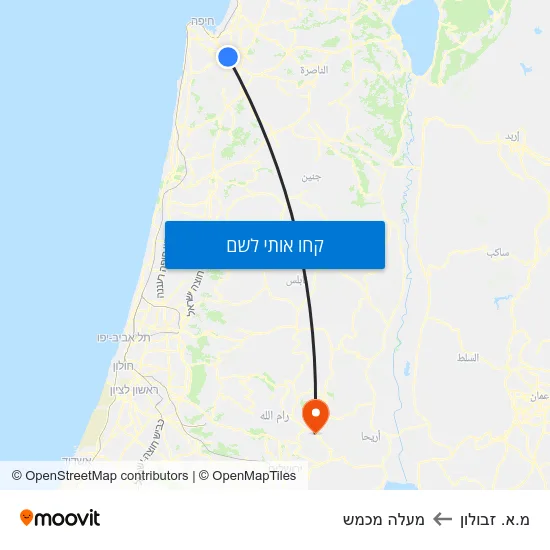 מפת מ.א. זבולון למעלה מכמש