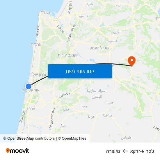 מפת ג'סר א-זרקא לנאעורה