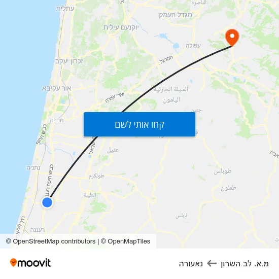 מפת מ.א. לב השרון לנאעורה