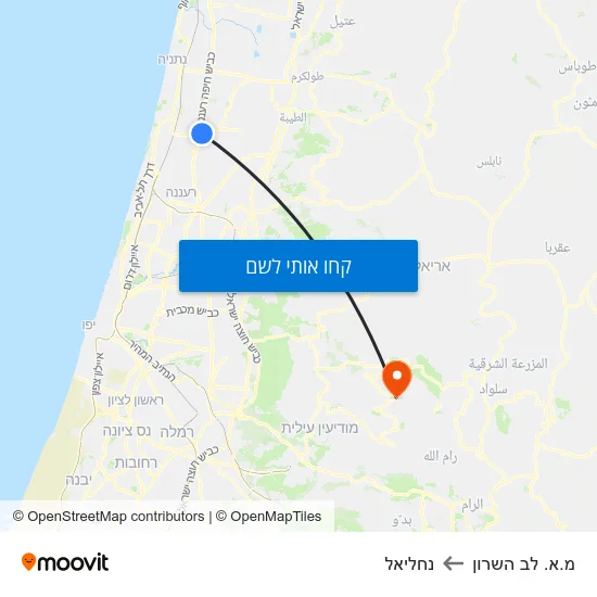 מפת מ.א. לב השרון לנחליאל