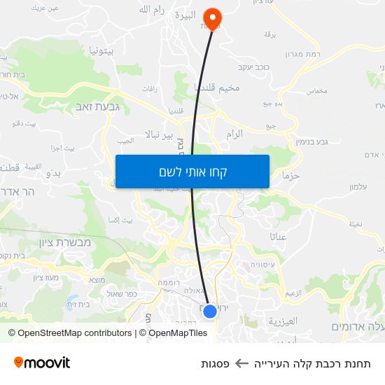 מפת תחנת רכבת קלה העירייה לפסגות