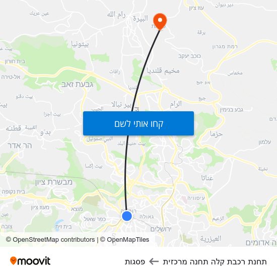 מפת תחנת רכבת קלה תחנה מרכזית לפסגות