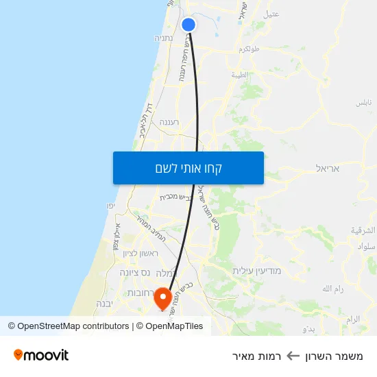מפת משמר השרון לרמות מאיר