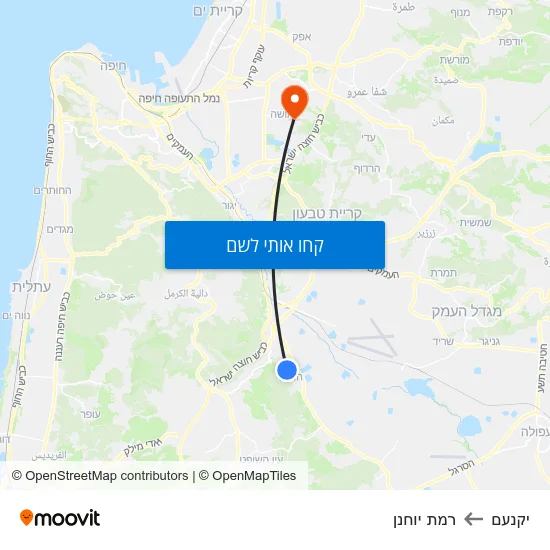 מפת יקנעם לרמת יוחנן
