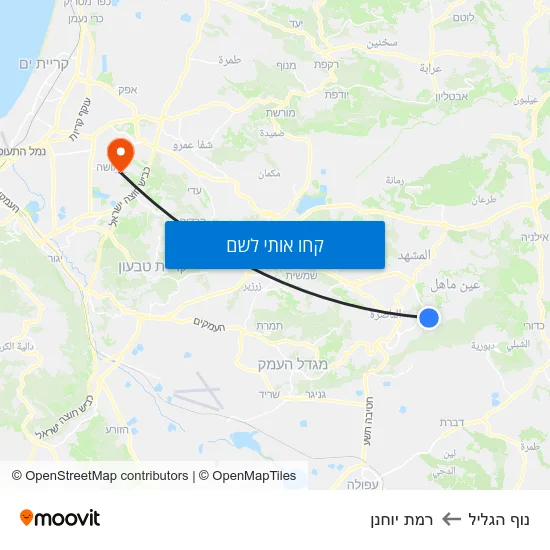 מפת נוף הגליל לרמת יוחנן
