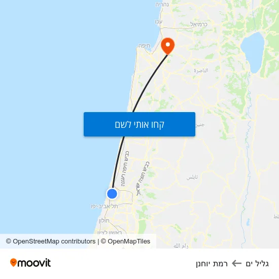 מפת גליל ים לרמת יוחנן