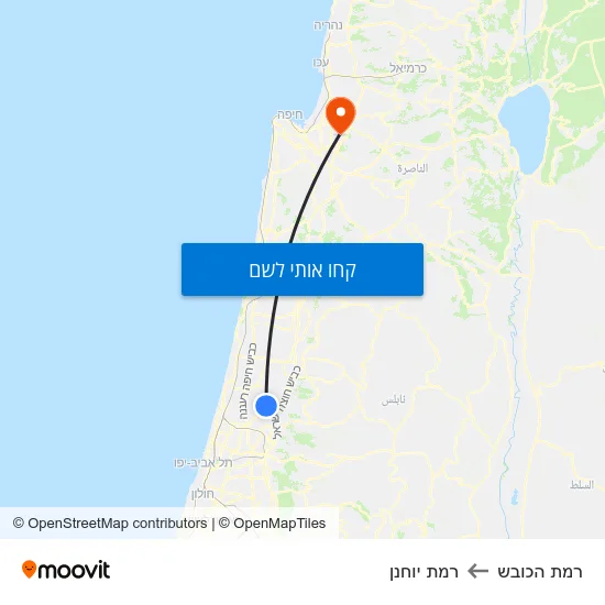 מפת רמת הכובש לרמת יוחנן