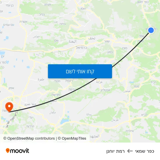 מפת כפר שמאי לרמת יוחנן