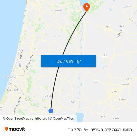 מפת תחנת רכבת קלה העירייה לתל קציר