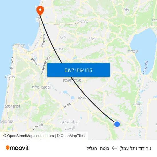 מפת ניר דוד (תל עמל) לבוסתן הגליל