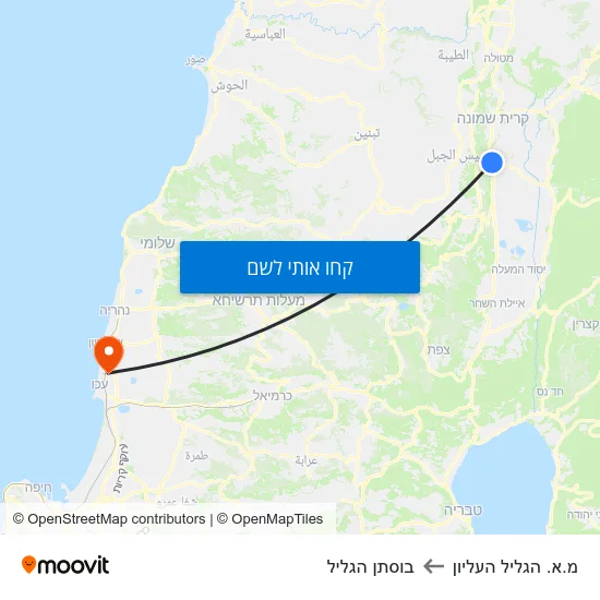 מפת מ.א. הגליל העליון לבוסתן הגליל