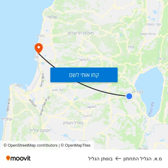 מפת מ.א. הגליל התחתון לבוסתן הגליל