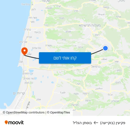 מפת פקיעין (בוקייעה) לבוסתן הגליל