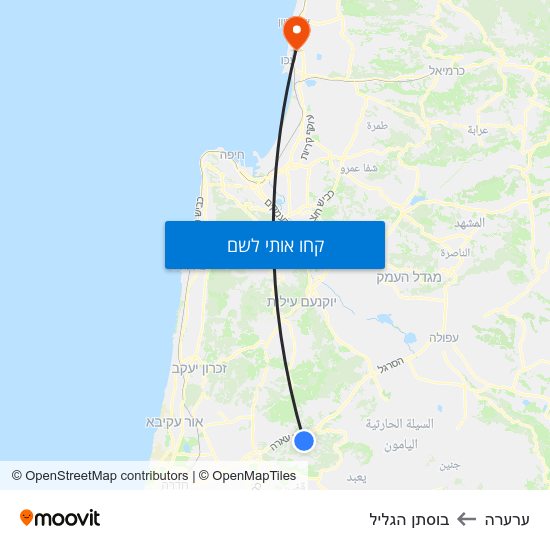 מפת ערערה לבוסתן הגליל