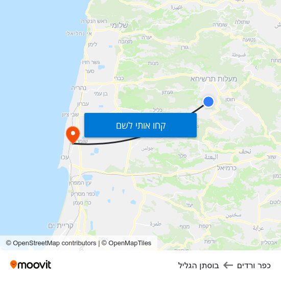 מפת כפר ורדים לבוסתן הגליל