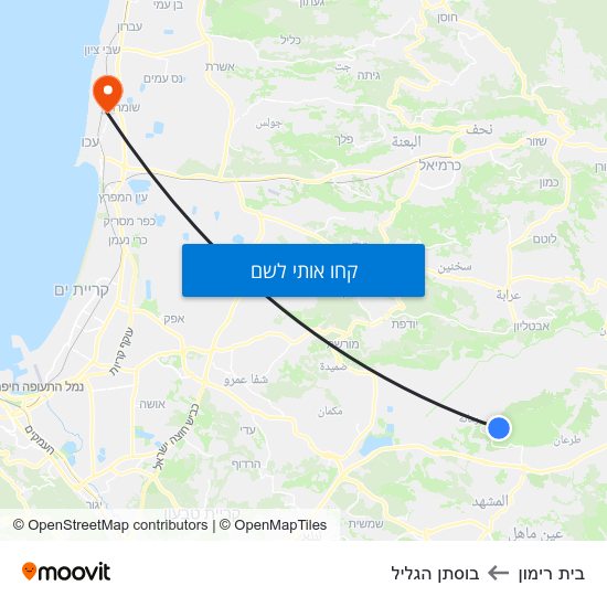 מפת בית רימון לבוסתן הגליל