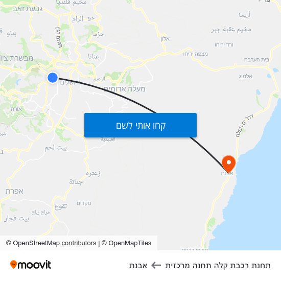 מפת תחנת רכבת קלה תחנה מרכזית לאבנת